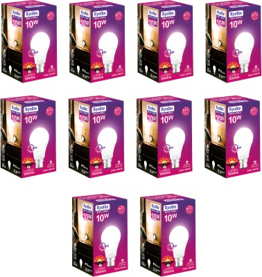 Ryolite 10 W Basic Standard B22 LED Bulb(White, Pack of 10)