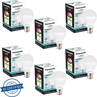 Panasonic 5 W Round B22 LED Bulb(White, Pack of 6)