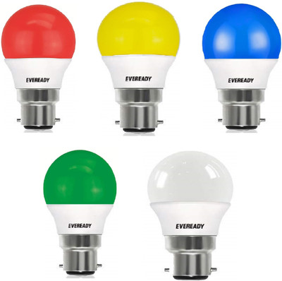 EVEREADY 2.5 W Basic Standard B22 LED Bulb(Multicolor, Pack of 5)