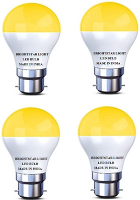 Brightstar 5 W Basic Round B22 LED Bulb(Yellow, Pack of 4)