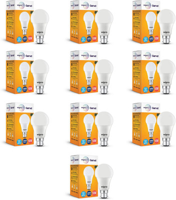 Wipro 10 W Basic Standard B22 LED Bulb(White, Pack of 10)