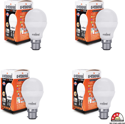 AVINDRA 9 W Basic Round B22 LED Bulb(White, Pack of 4)