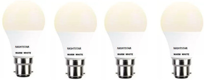 Nightstar 9 W Basic Round B22 LED Bulb(Yellow, Pack of 4)