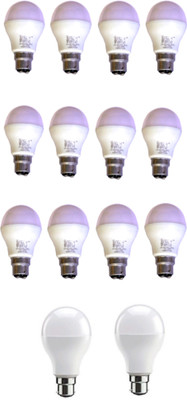 Techvolta 9 W, 12 W Basic Round B22 LED Bulb(White, Pack of 14)