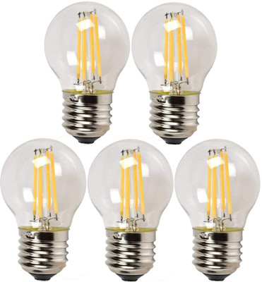 Virya 4 W Basic Globe E27 Flouroscent Bulb(Yellow, Pack of 5)