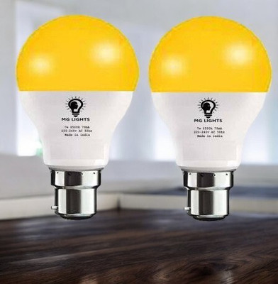 mg lights 5 W Basic Arbitrary B22 LED Bulb(Yellow, Pack of 2)