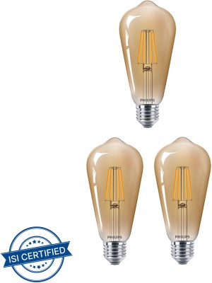 PHILIPS 8 W Decorative E27 LED Bulb(Yellow, Pack of 3)
