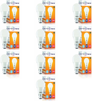 Wipro 12 W Basic Standard B22 LED Bulb(White, Pack of 10)