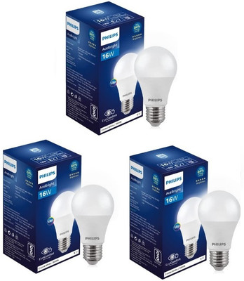 PHILIPS 16 W Basic Round E27 LED Bulb(White, Pack of 3)