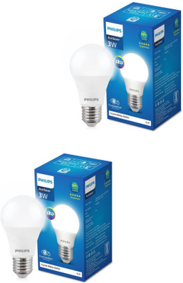 PHILIPS 3 W Basic Round E27 LED Bulb(White, Pack of 2)