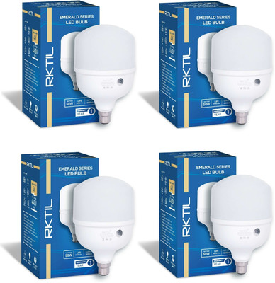 RKTIL 50 W Basic Round B22 LED Bulb(White, Pack of 4)