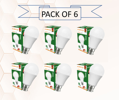 COMPACT 9 W Basic Standard B22 LED Bulb(White, Pack of 6)