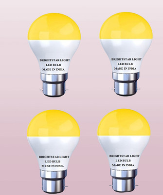 Brightstar 10 W Basic Round B22 LED Bulb(Yellow, Pack of 4)