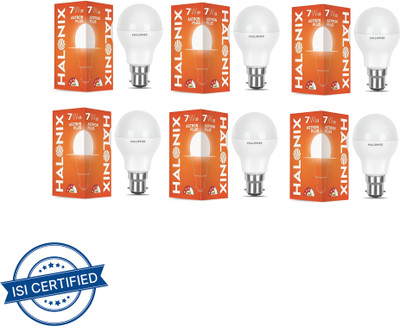 HALONIX 7 W Basic Round B22 LED Bulb(White, Pack of 6)