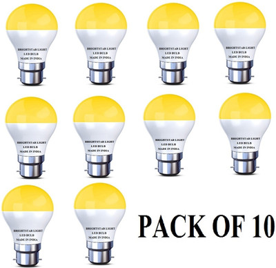 Brightstar 5 W Basic Round B22 LED Bulb(Yellow, Pack of 10)