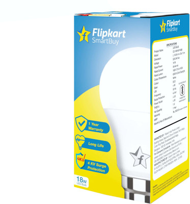 Flipkart SmartBuy 18 W Basic, Eye Safety Compliance Round B22 LED Bulb(White)