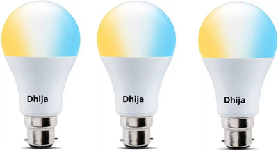 Dhija 9 W Basic Round B22 LED Bulb(White, Blue, Purple, Pack of 3)