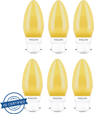 PHILIPS 0.5 W Basic Candle B22 LED Bulb(Yellow, Pack of 6)