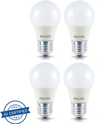 PHILIPS 3 W Basic Round E27 LED Bulb(White, Pack of 4)