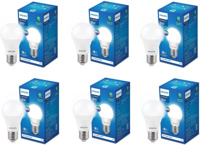 PHILIPS 3 W Round E27 Basic LED Bulb(White, Pack of 6)