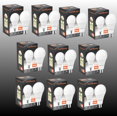 EarthSun 9 W Inverter Round B22 D LED Bulb(White, Pack of 10)