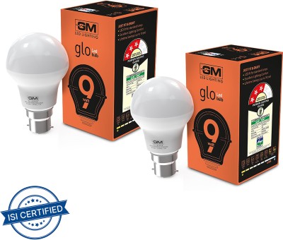 GM 9 W Round B22 LED Bulb(White, Pack of 2)