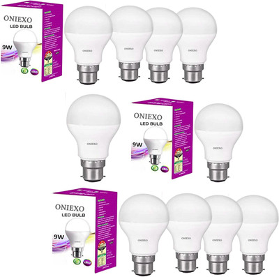 ONIEXO 9 W Inverter Round B22 D LED Bulb(White, Pack of 10)