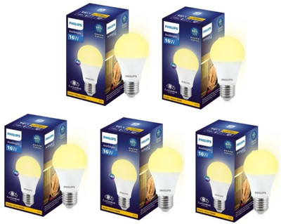 PHILIPS 16 W Basic Round E27 LED Bulb(Yellow, Pack of 5)