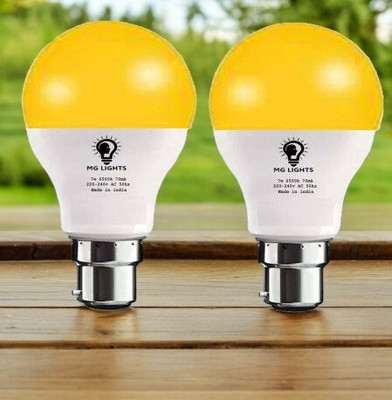 mg lights 5 W Basic Arbitrary B22 LED Bulb(Yellow, Pack of 2)