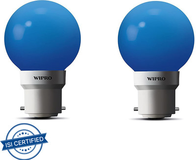 Wipro 0.5 W Basic Round B22 LED Bulb(Blue, Pack of 2)