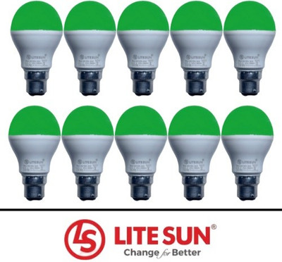 LiteSun 5 W Basic Standard B22 LED Bulb(Green, Pack of 10)