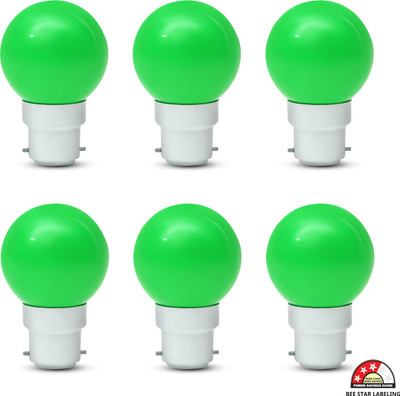 Glowing Night 0.5 W Basic Decorative B22 LED Bulb(Green, Pack of 6)