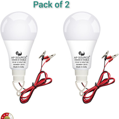 AP Source 15 W Basic Round 2 Pin LED Bulb(White, Pack of 2)