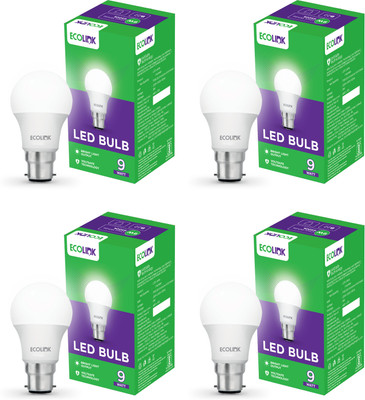 EcoLink 9 W Basic Round B22 LED Bulb(White, Pack of 4)