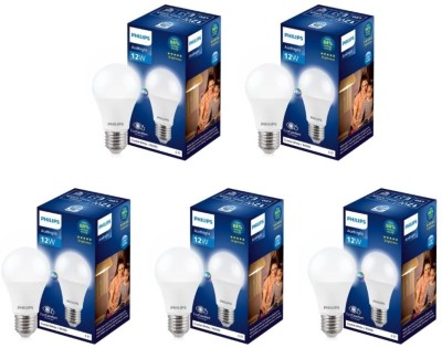 PHILIPS 12 W Round E27 LED Bulb(White, Pack of 5)