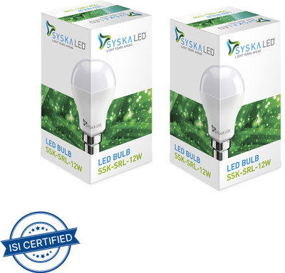 Syska 12 W Basic Standard B22 LED Bulb(White, Pack of 2)