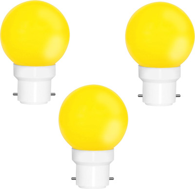 Fybros 0.5 W Basic Round B22 LED Bulb(Yellow, Pack of 3)