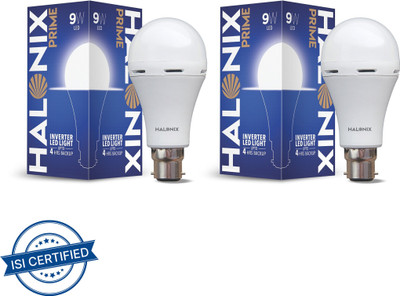 HALONIX 9 W Inverter Round B22 Inverter Bulb(White, Pack of 2)