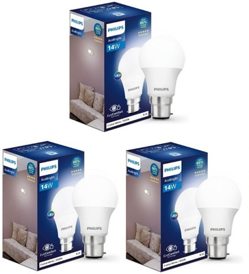PHILIPS 14 W Basic Standard B22 LED Bulb(White, Pack of 3)