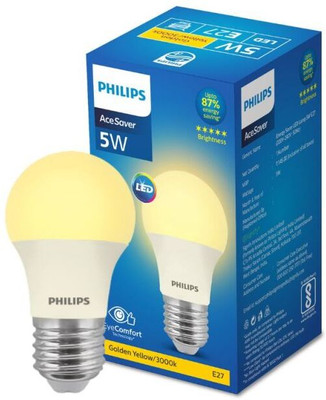 PHILIPS 5 W Basic Round E27 LED Bulb(Yellow)