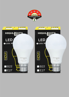 highlight's 9 W Basic Round B22 LED Bulb(White, Pack of 2)