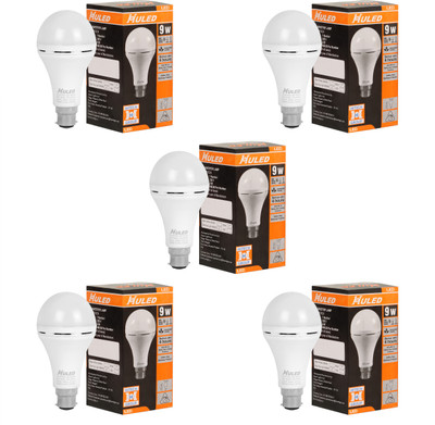 Huled 9 W Basic Round B22 D LED Bulb(White, Clear, Pack of 5)