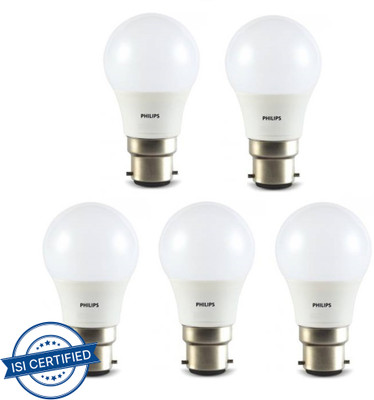 PHILIPS 5 W Basic Round B22 LED Bulb(White, Pack of 5)