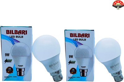 Bilbari 9 W Basic Round B22 LED Bulb(White, Pack of 2)