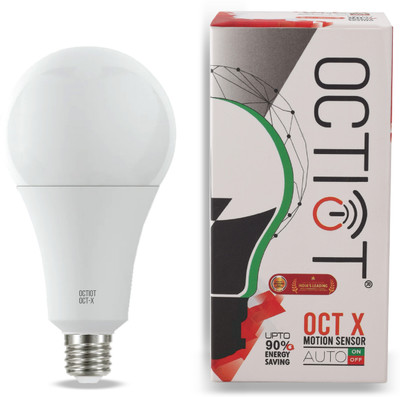 OCTIOT 10 W Motion Sensor Round E27 LED Bulb(White)