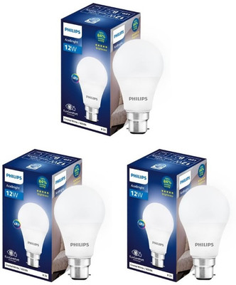 PHILIPS 12 W Basic Standard B22 LED Bulb(White, Pack of 3)