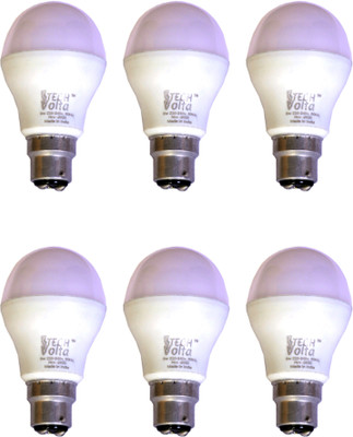 Techvolta 9 W Basic Round B22 LED Bulb(White, Pack of 6)