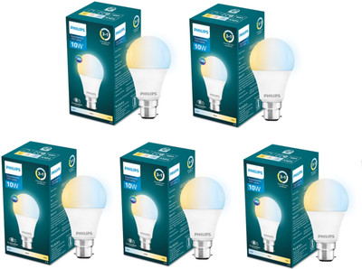 PHILIPS 10 W Multi Watt Round B22 LED Bulb(Multicolor, Pack of 5)