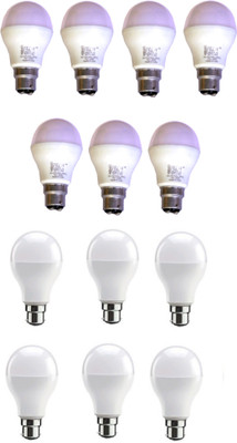 Techvolta 12 W, 9 W Basic Round B22 LED Bulb(White, Pack of 13)