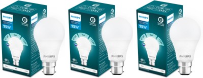 PHILIPS 15 W, 8 W, 0.5 W Round B22 D LED Bulb(White, Pack of 3)